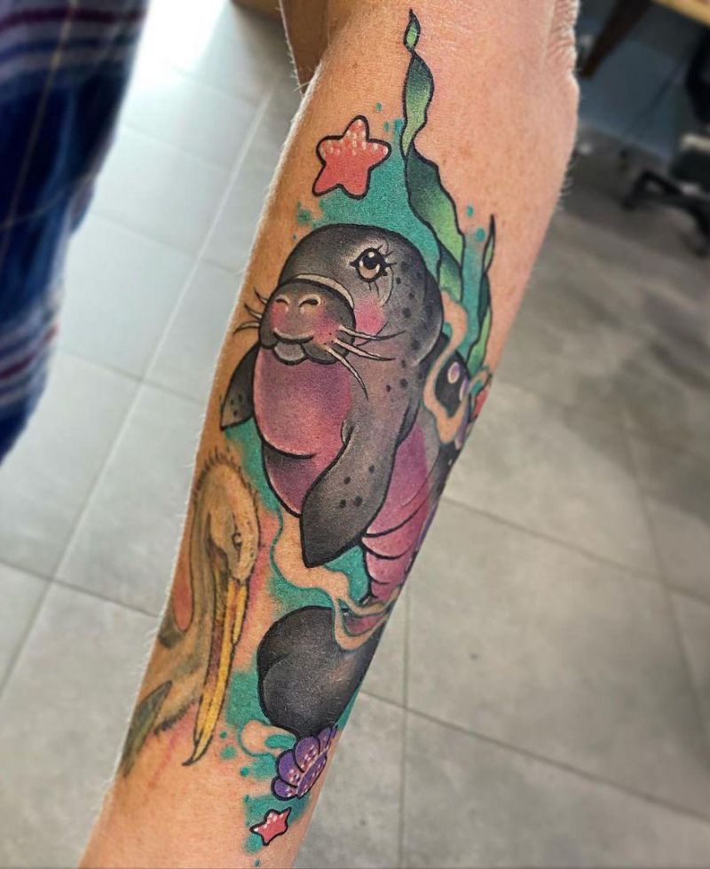 30 Cute Manatee Tattoos You Must Love