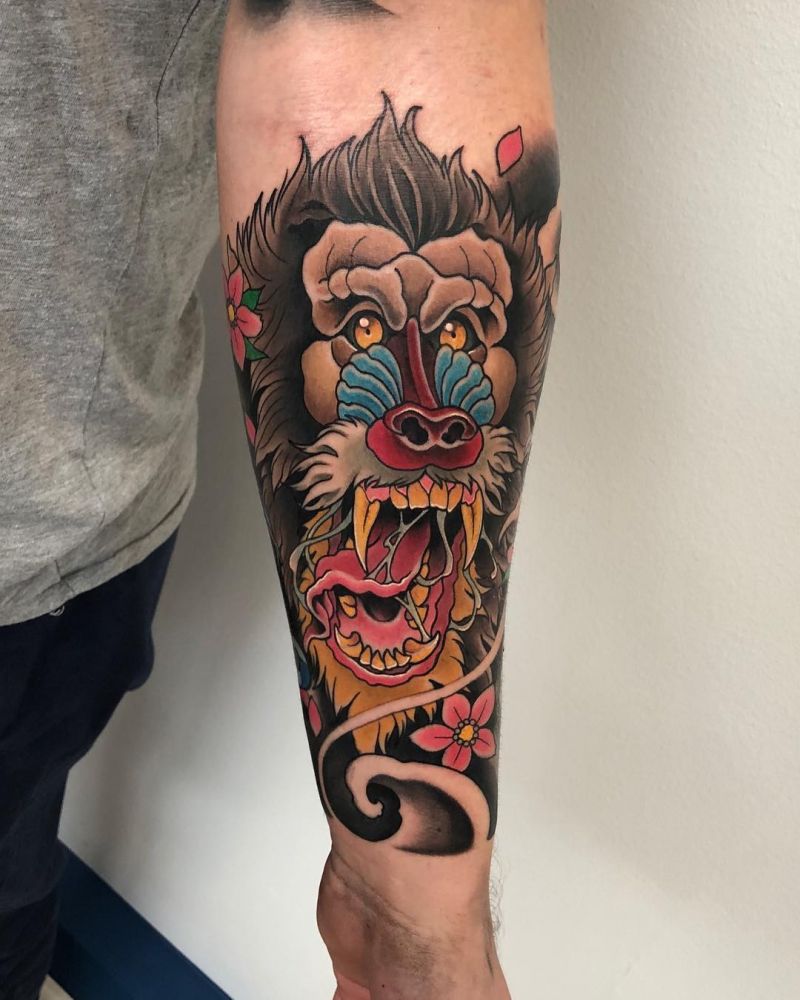 30 Great Mandrill Tattoos to Inspire You