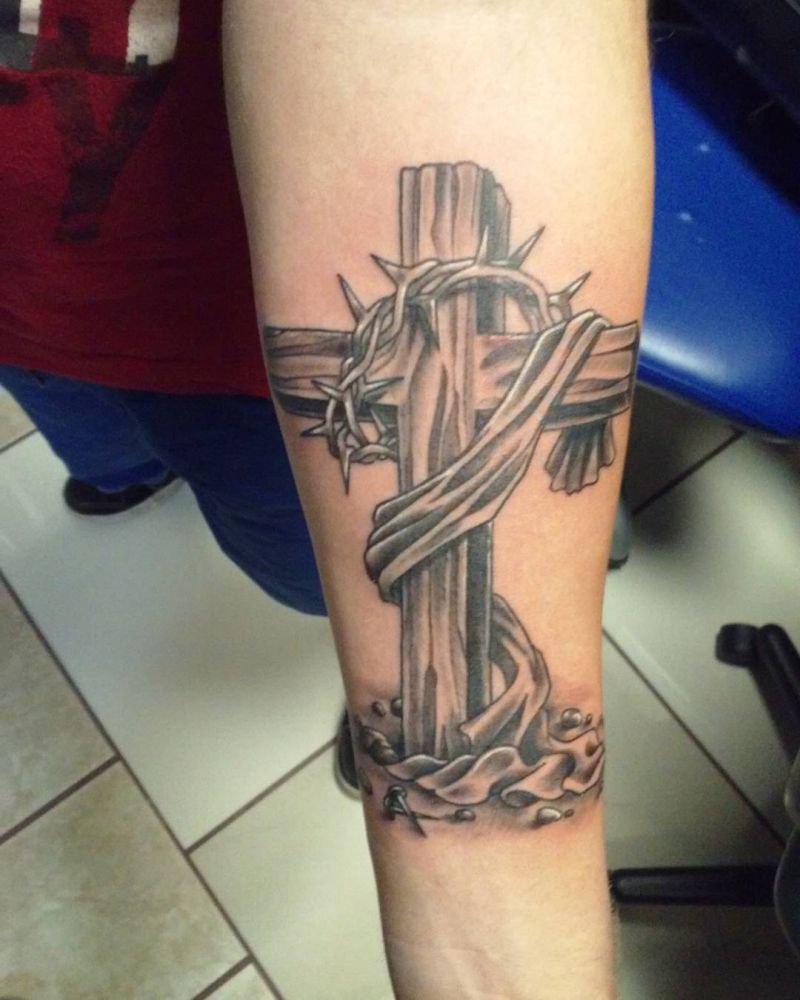 30 Pretty Wooden Cross Tattoos You Must Love