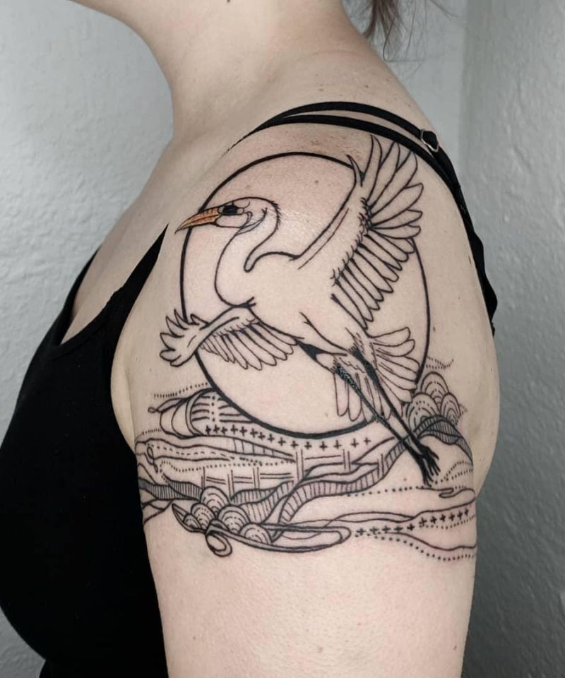 30 Pretty Egret Tattoos You Must Love