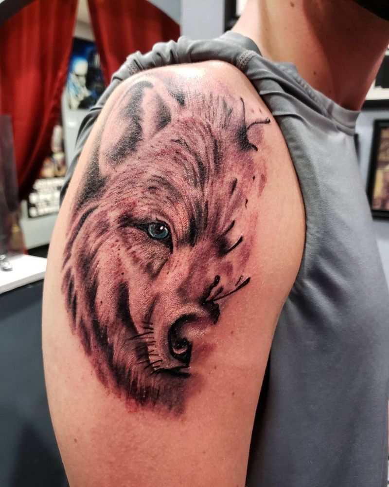 30 Unique Half Wolf Tattoos You Must Love