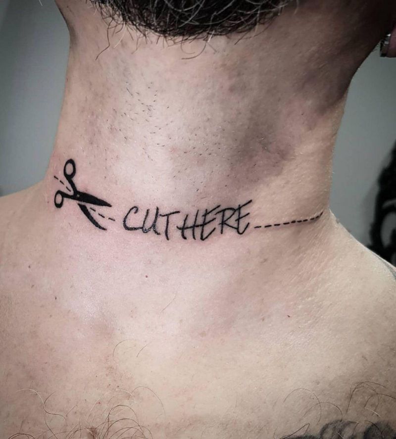 25 Unique Cut Here Tattoos for Your Inspiration