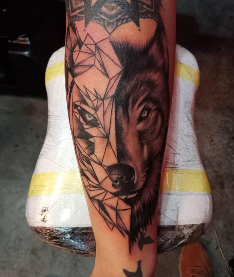 30 Unique Half Wolf Tattoos You Must Love