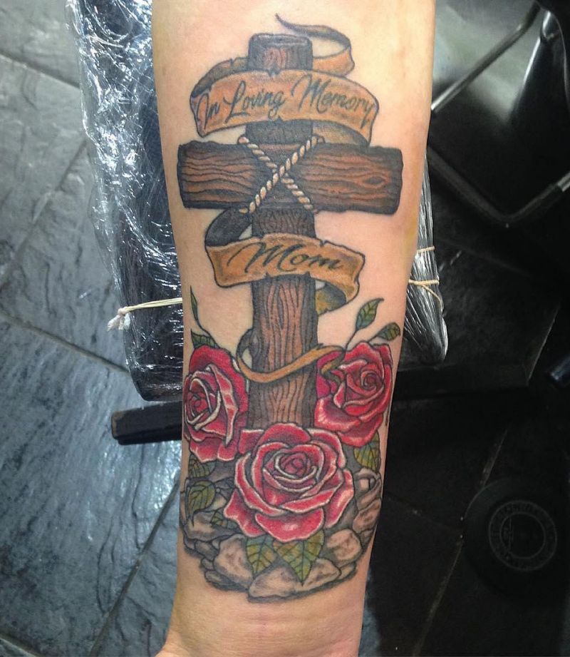 30 Pretty Wooden Cross Tattoos You Must Love