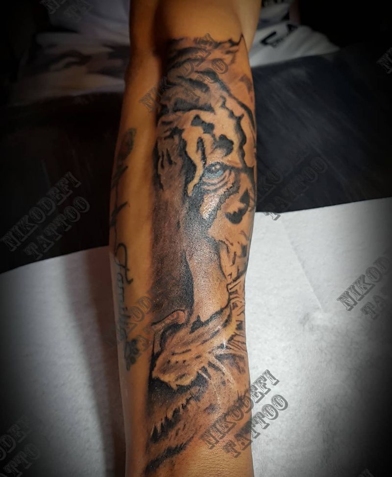 30 Unique Half Tiger Tattoos You Must Love