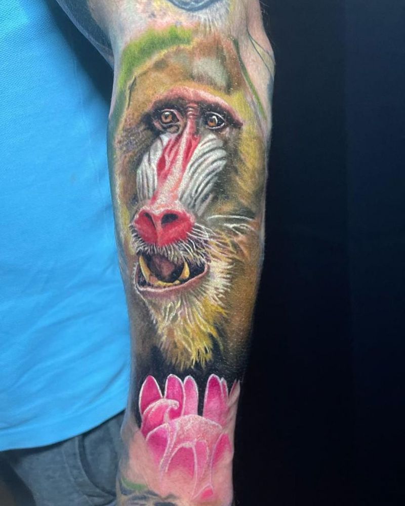 30 Great Mandrill Tattoos to Inspire You