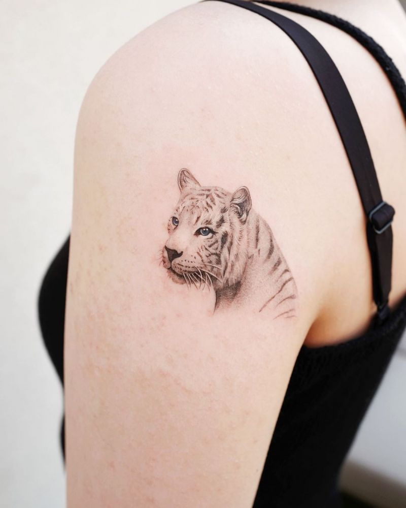 30 Pretty White Tiger Tattoos You Can Copy