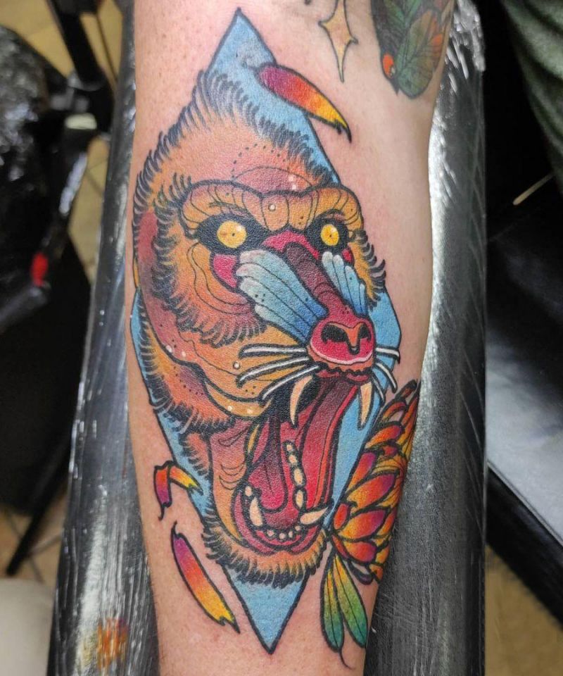 30 Great Mandrill Tattoos to Inspire You