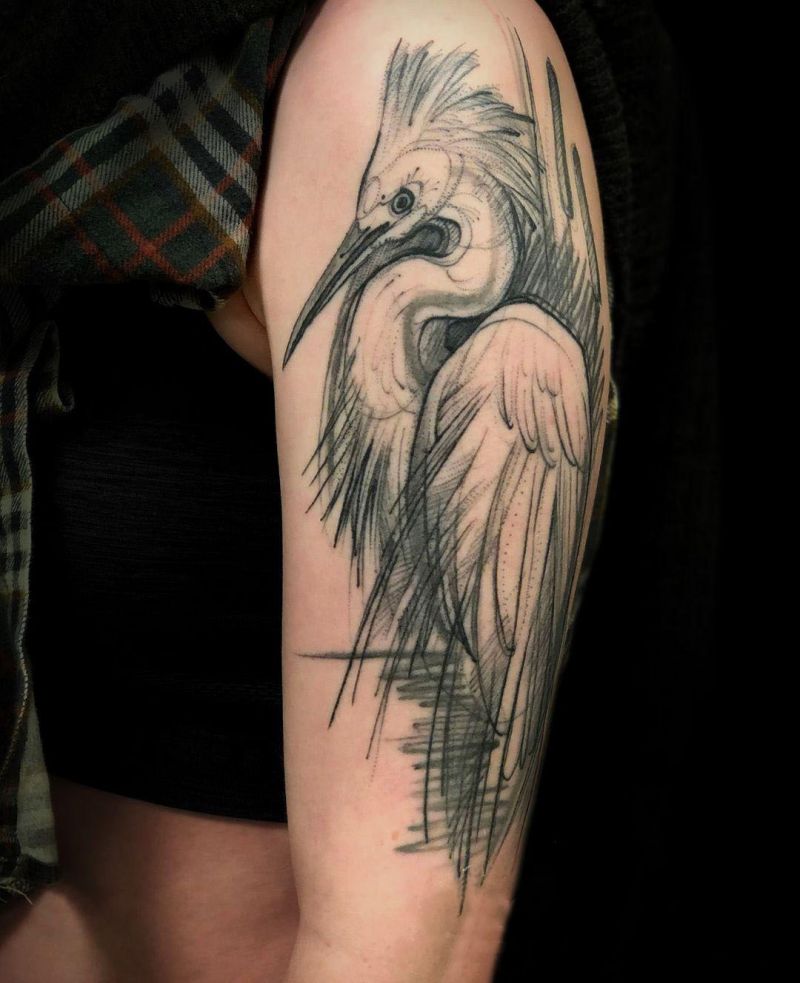 30 Pretty Egret Tattoos You Must Love