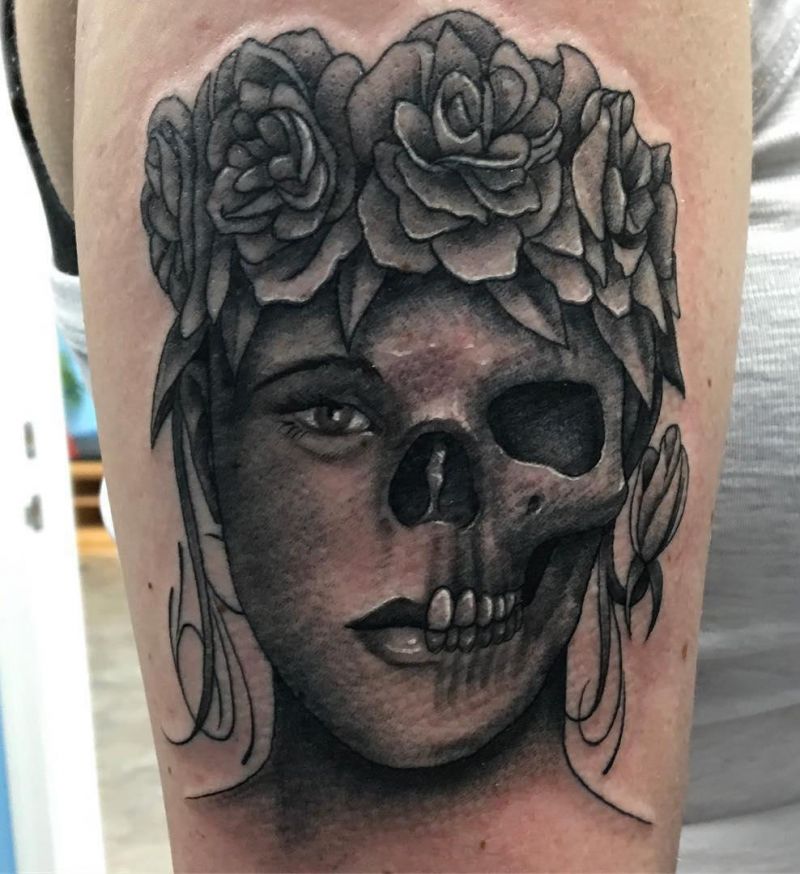 30 Great Half Skull Tattoos to Inspire You