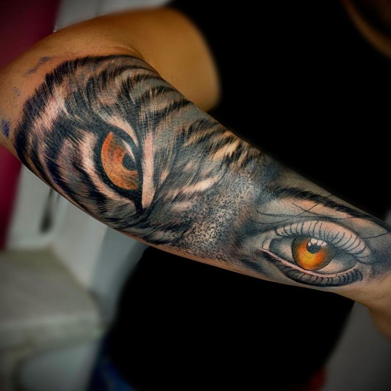 30 Unique Half Tiger Tattoos You Must Love