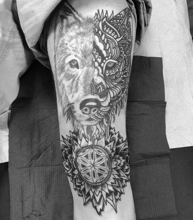 30 Unique Half Wolf Tattoos You Must Love