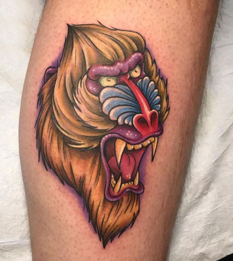 30 Great Mandrill Tattoos to Inspire You