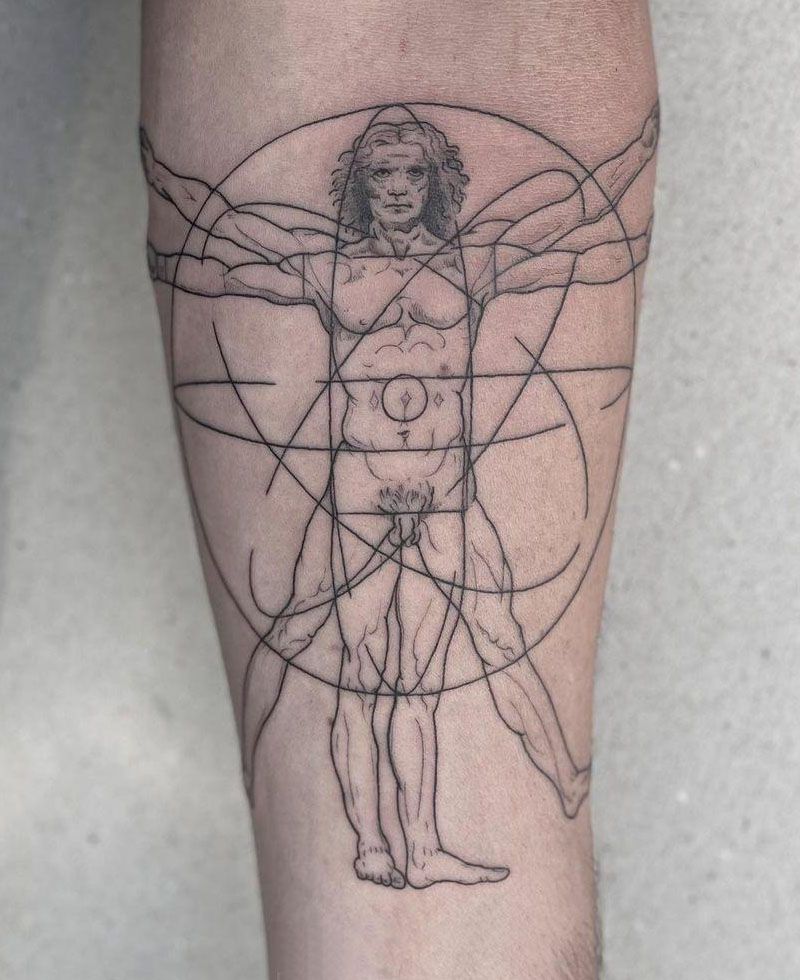 30 Unique Vitruvian Man Tattoos for Your Inspiration