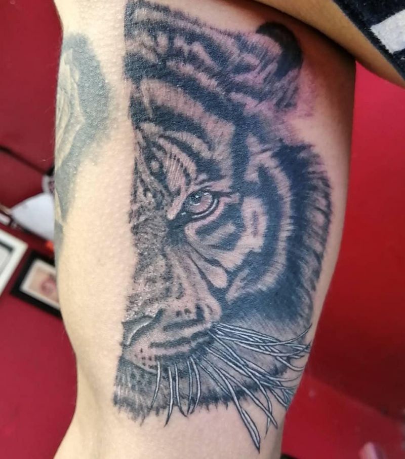 30 Unique Half Tiger Tattoos You Must Love