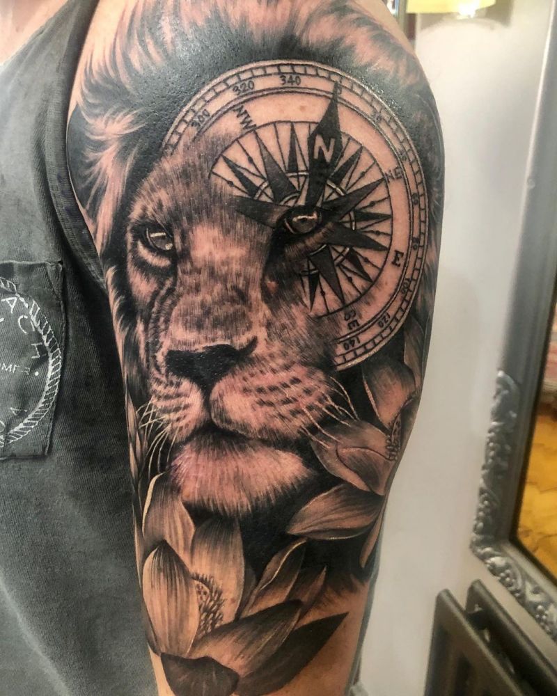 30 Unique Lion and Compass Tattoos for Your Inspiration