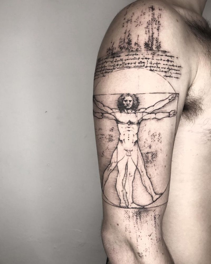 30 Unique Vitruvian Man Tattoos for Your Inspiration