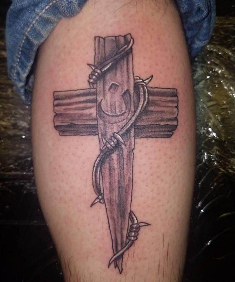 30 Pretty Wooden Cross Tattoos You Must Love