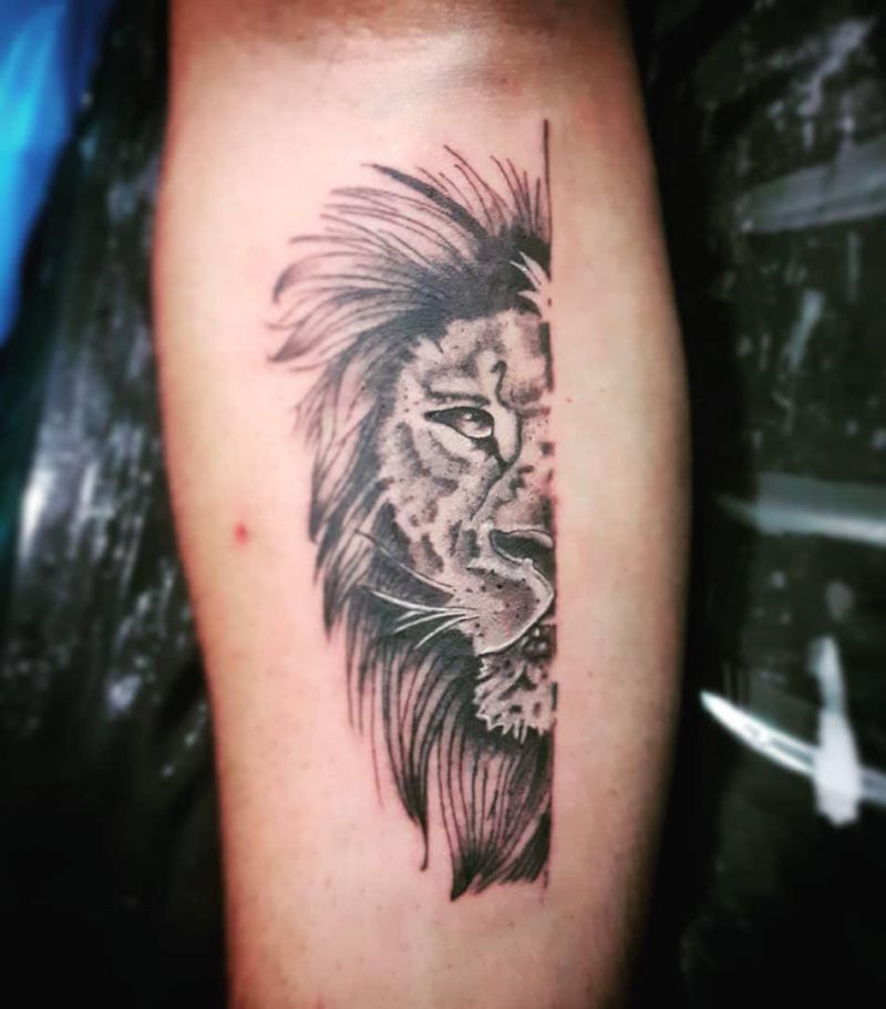 30 Pretty Half Lion Tattoos You Must Try