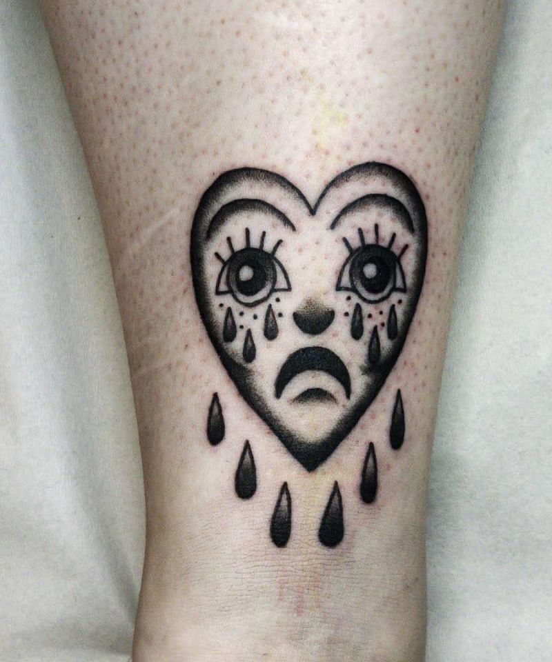 30 Unique Crying Heart Tattoos for Your Inspiration