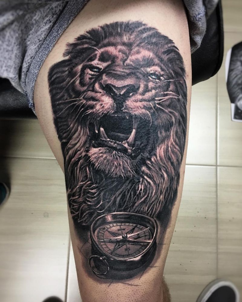 30 Unique Lion and Compass Tattoos for Your Inspiration