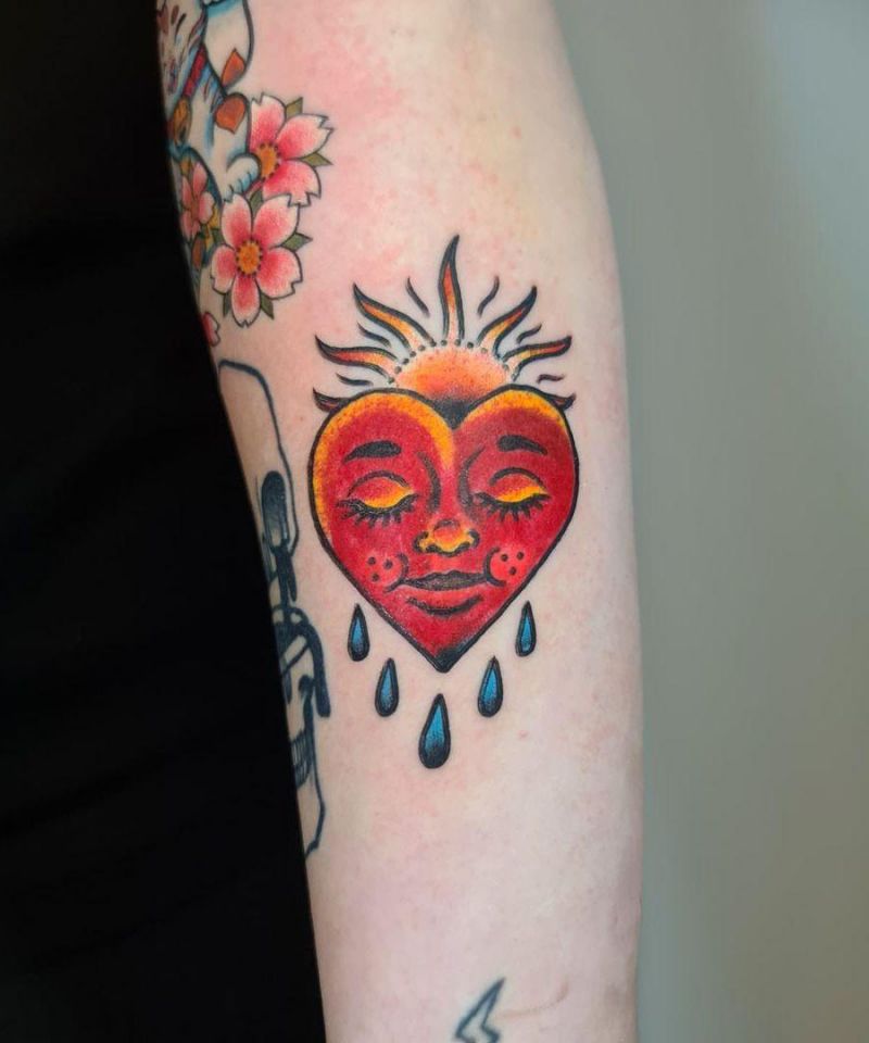 30 Unique Crying Heart Tattoos for Your Inspiration