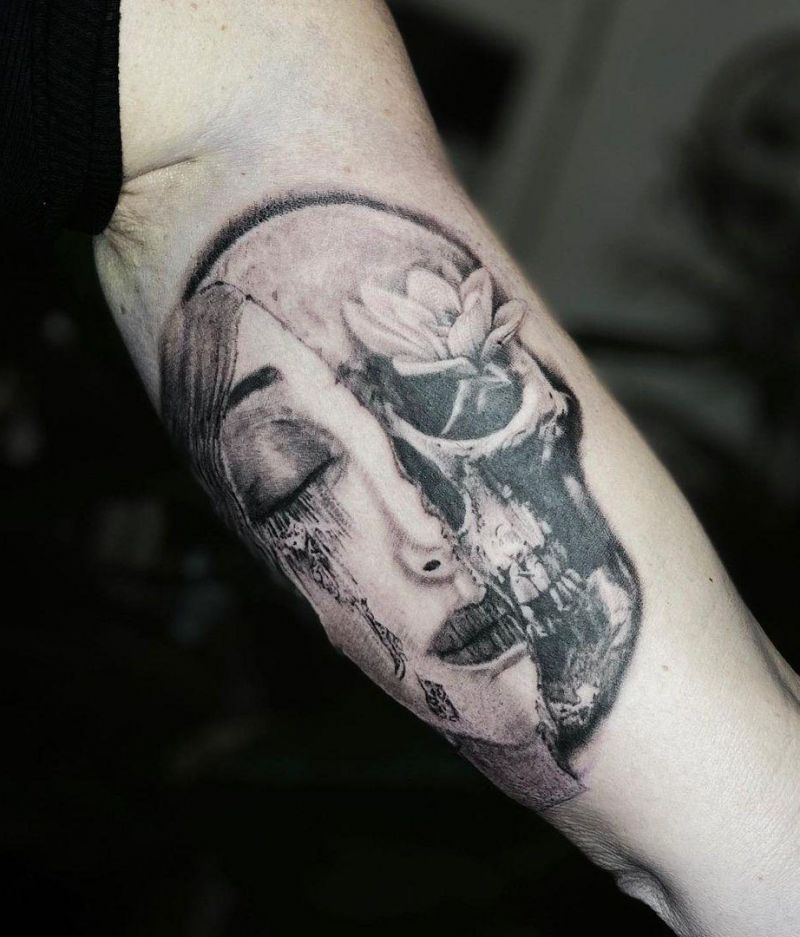 30 Great Half Skull Tattoos to Inspire You