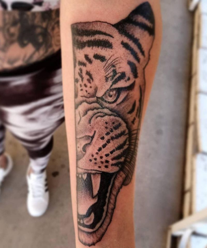 30 Unique Half Tiger Tattoos You Must Love