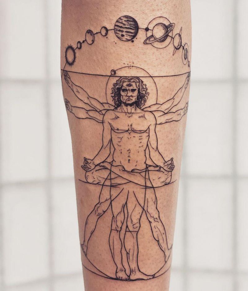 30 Unique Vitruvian Man Tattoos for Your Inspiration