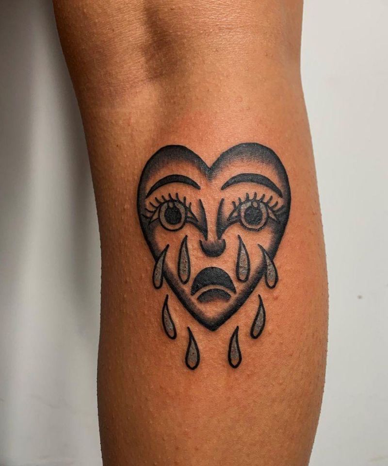 30 Unique Crying Heart Tattoos for Your Inspiration