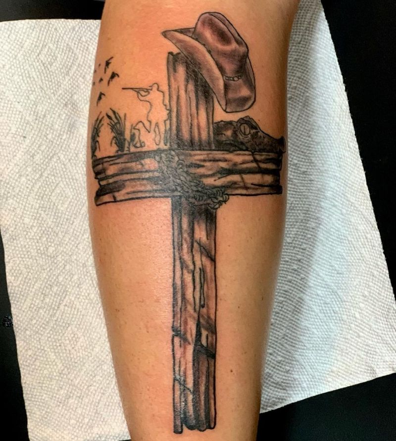 30 Pretty Wooden Cross Tattoos You Must Love