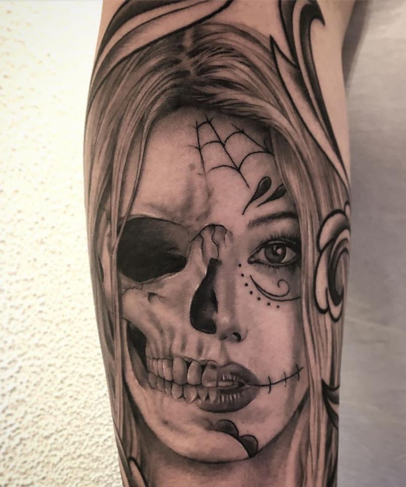 30 Great Half Skull Tattoos to Inspire You