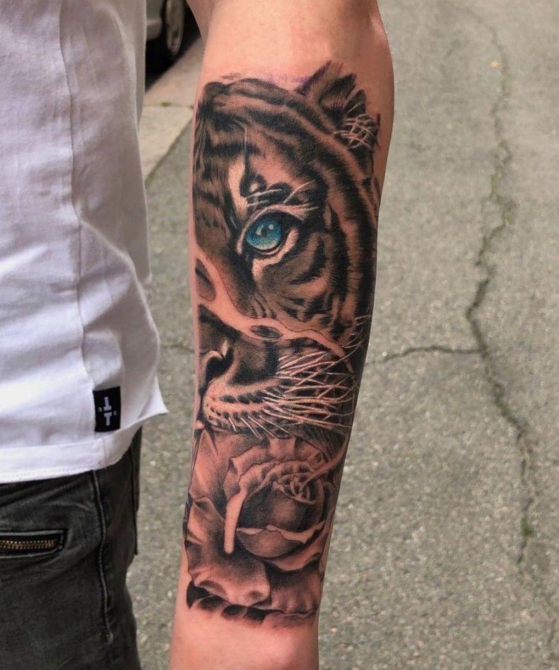 30 Unique Half Tiger Tattoos You Must Love