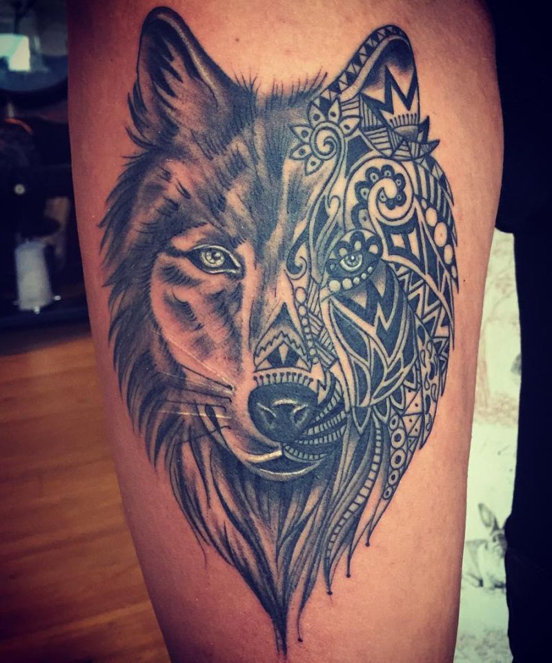 30 Unique Half Wolf Tattoos You Must Love