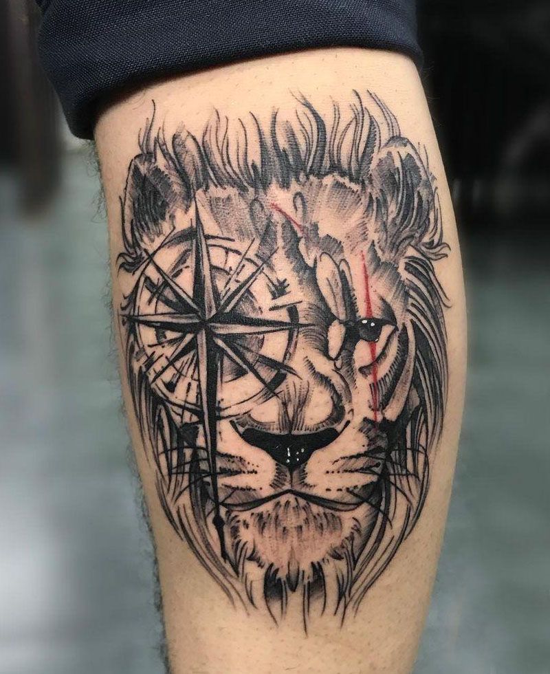 30 Unique Lion and Compass Tattoos for Your Inspiration