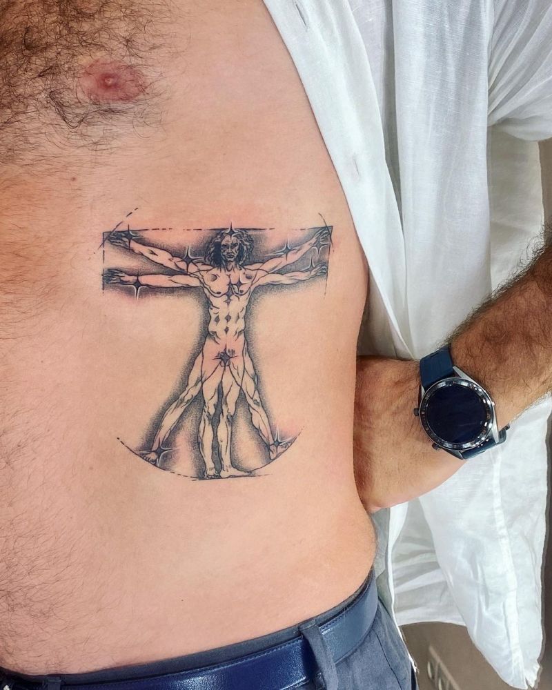 30 Unique Vitruvian Man Tattoos for Your Inspiration