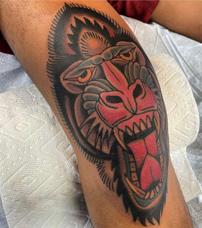 30 Great Mandrill Tattoos to Inspire You