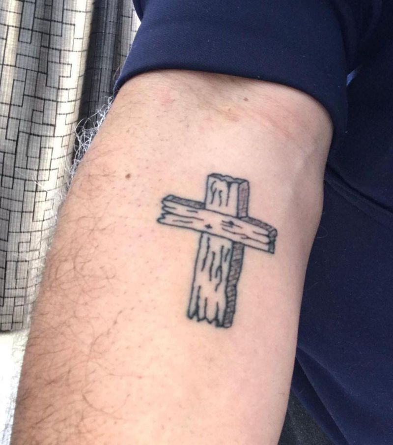 30 Pretty Wooden Cross Tattoos You Must Love