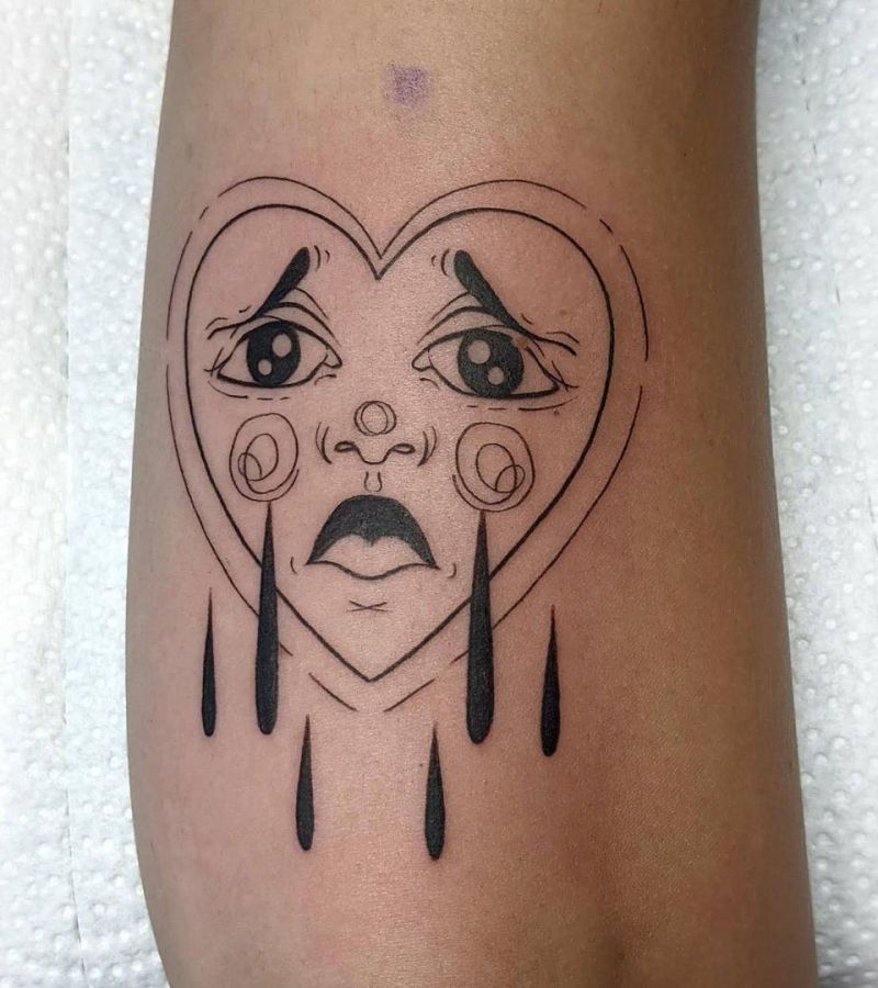 30 Unique Crying Heart Tattoos for Your Inspiration