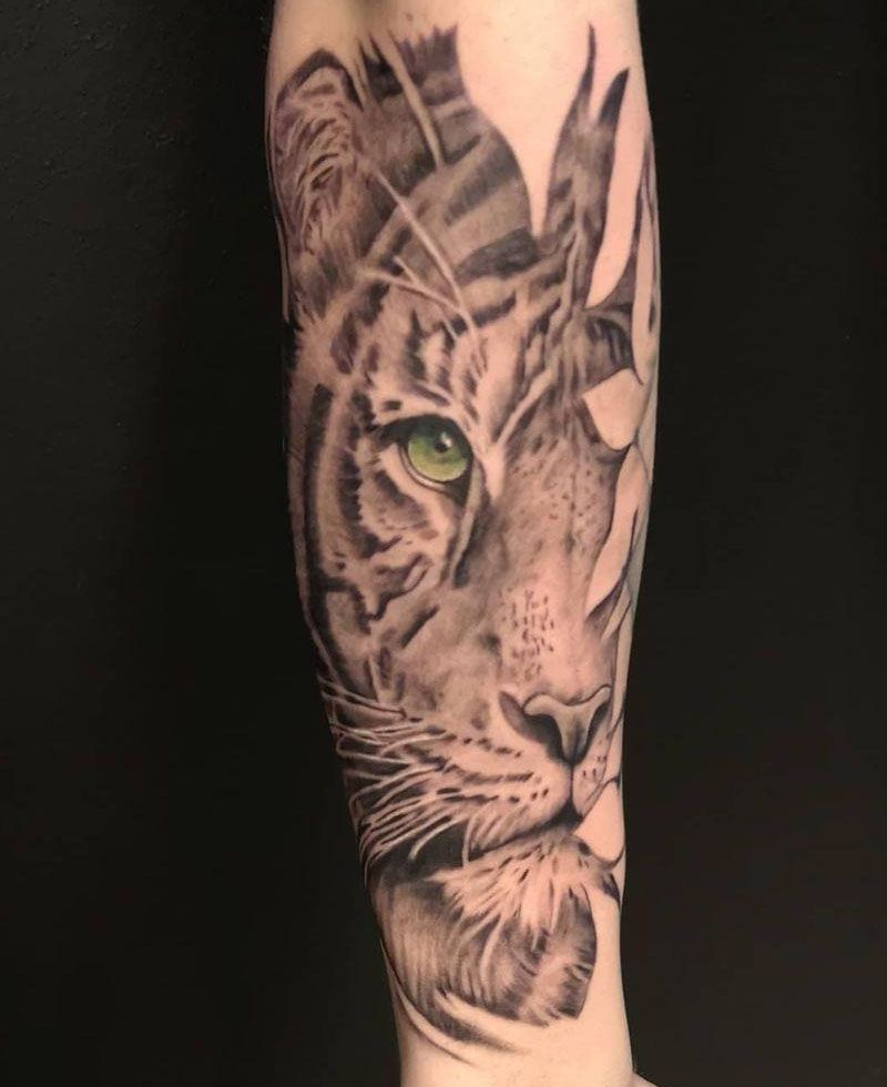 30 Unique Half Tiger Tattoos You Must Love