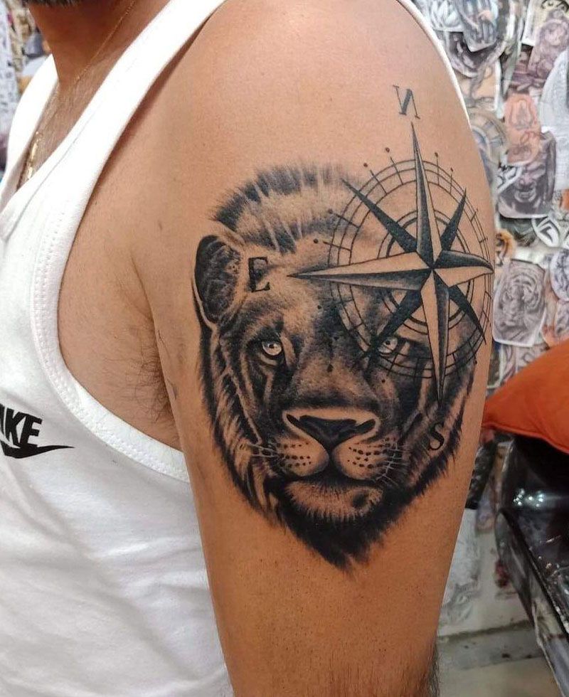 30 Unique Lion and Compass Tattoos for Your Inspiration