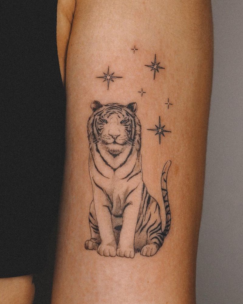 30 Pretty White Tiger Tattoos You Can Copy