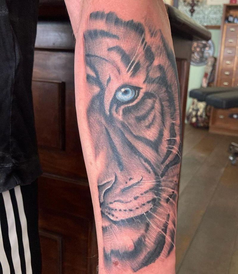 30 Unique Half Tiger Tattoos You Must Love