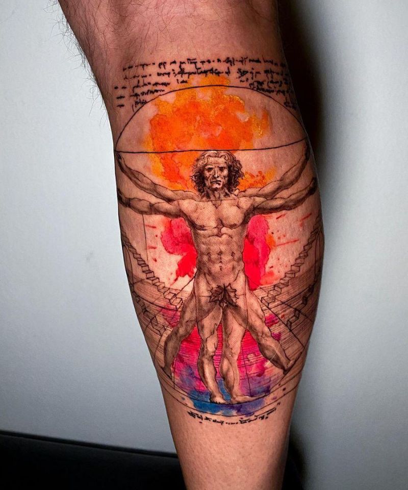 30 Unique Vitruvian Man Tattoos for Your Inspiration