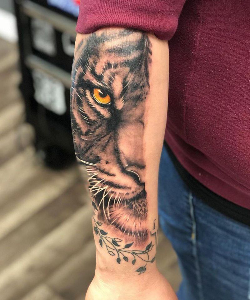 30 Unique Half Tiger Tattoos You Must Love