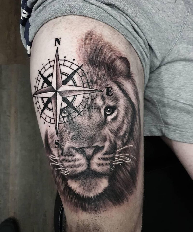 30 Unique Lion and Compass Tattoos for Your Inspiration