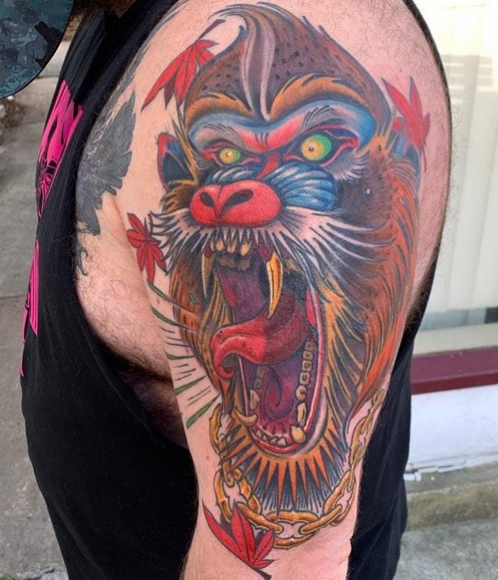 30 Great Mandrill Tattoos to Inspire You