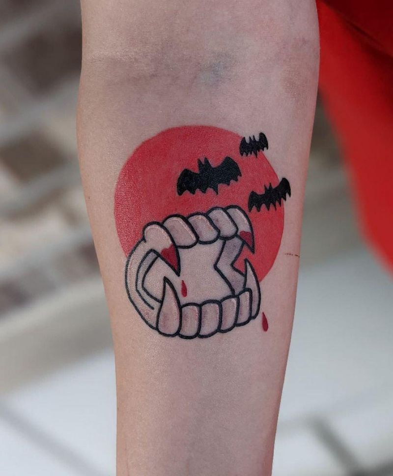 30 Unique Vampire Fang Tattoos You Can't Miss