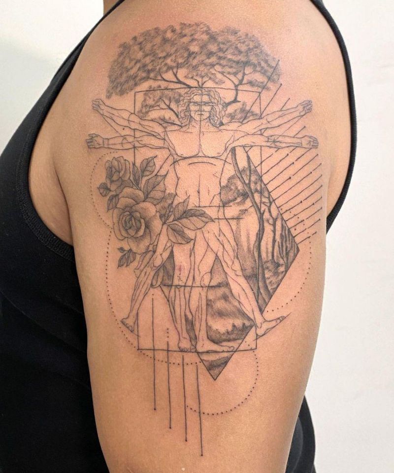 30 Unique Vitruvian Man Tattoos for Your Inspiration