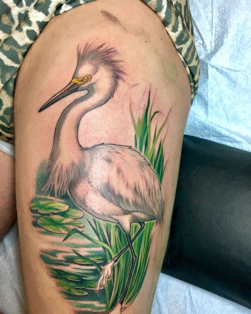 30 Pretty Egret Tattoos You Must Love